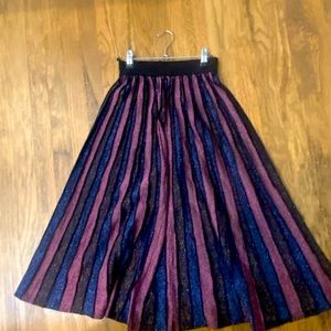 Colorful sparkle pleated midi skirt